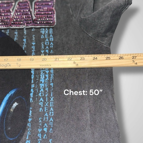 Valabasas Tee Robotics Tour Vintage Black XXL Burnout Graphic Embellished Meta - Picture 9 of 13
